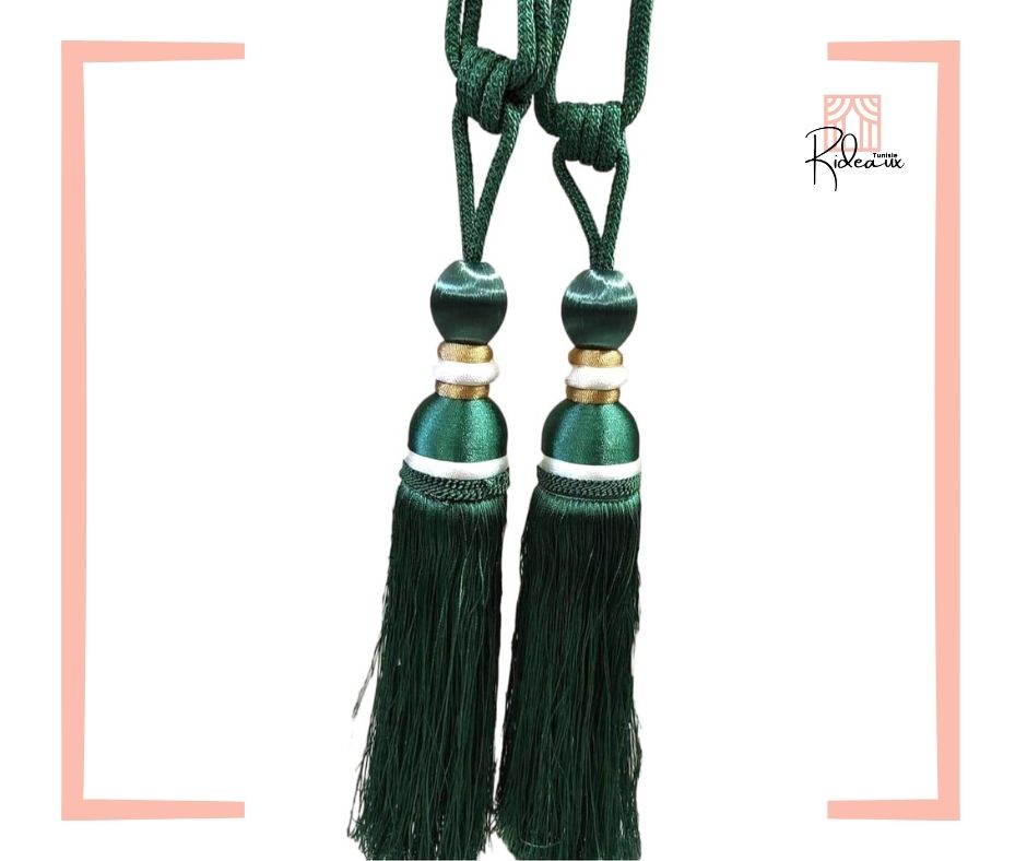 1 paire d'embrasses pompons vert