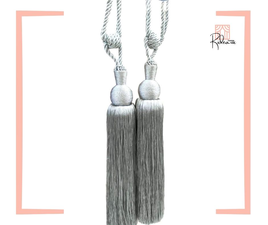 1 paire d'embrasses pompons Argent