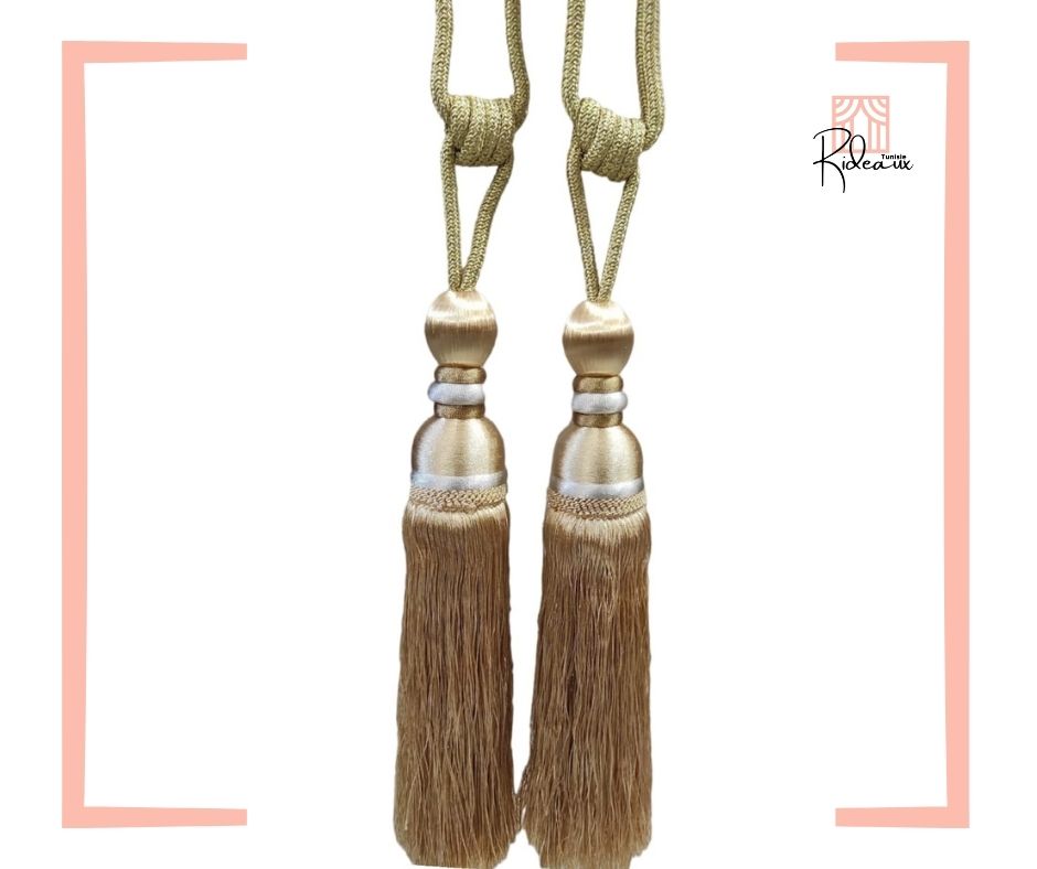 1 paire d'embrasses pompons Doré