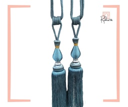 [A21-12EMBV12] 1 paire d'embrasses pompons Bleu