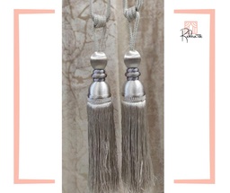 [V1] 1 paire d'embrasses pompons Argent V1